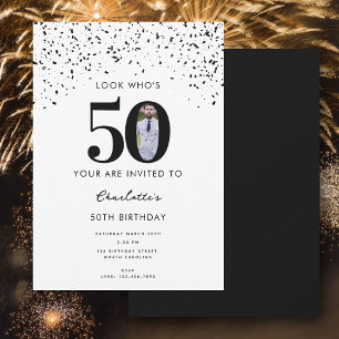 50th Birthday Party Look Who's 50 Modern Photo  Invitation