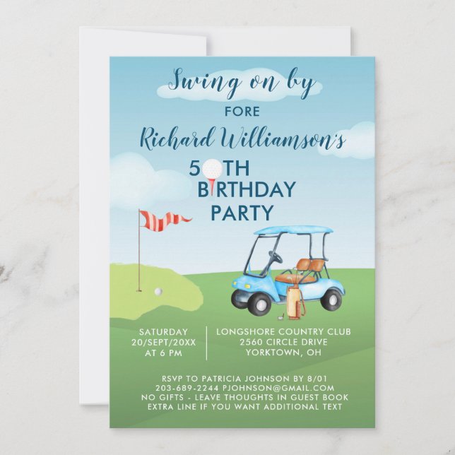 50th Birthday Party Men's Golf Theme Party   Invitation (Front)