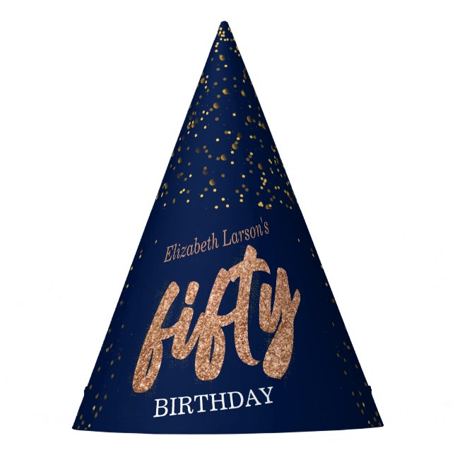 50th Birthday Party Modern Gold & Blue | Fifty Hat (Front)