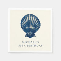 50th Birthday Party Navy Blue Nautical Sea Shell