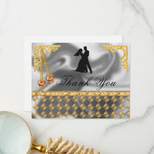 50th Birthday Party Orange Hearts Gem, Thank You