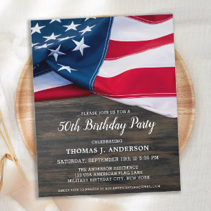 50th Birthday Party Patriotic American Flag Postcard