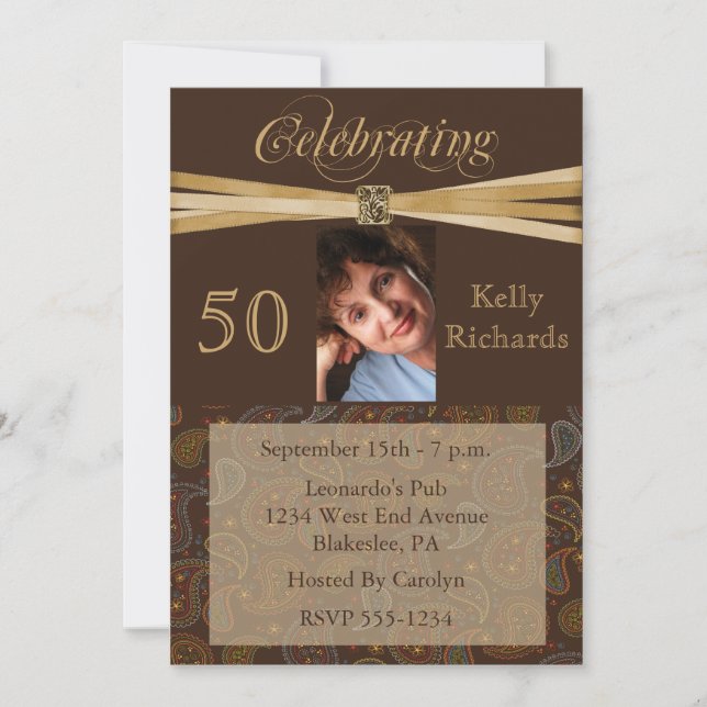 50th Birthday Party Personalised Photo Invitations (Front)