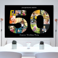 50th Birthday Party Photo Collage Black White