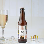 50th birthday party photo collage guy beer bottle label<br><div class="desc">A beer bottle label for a 50th birthday party for a guy,  celebrating his life with a collage of 8 of your own photos.  Templates for a name,  age 50 and a date.  Date of birth or the date of the party.  Black coloured letters.  White background.</div>