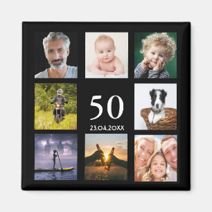 50th birthday party photo collage guy black magnet