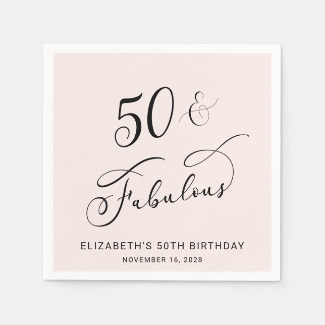 50th Birthday Party Pink Napkin (Front)