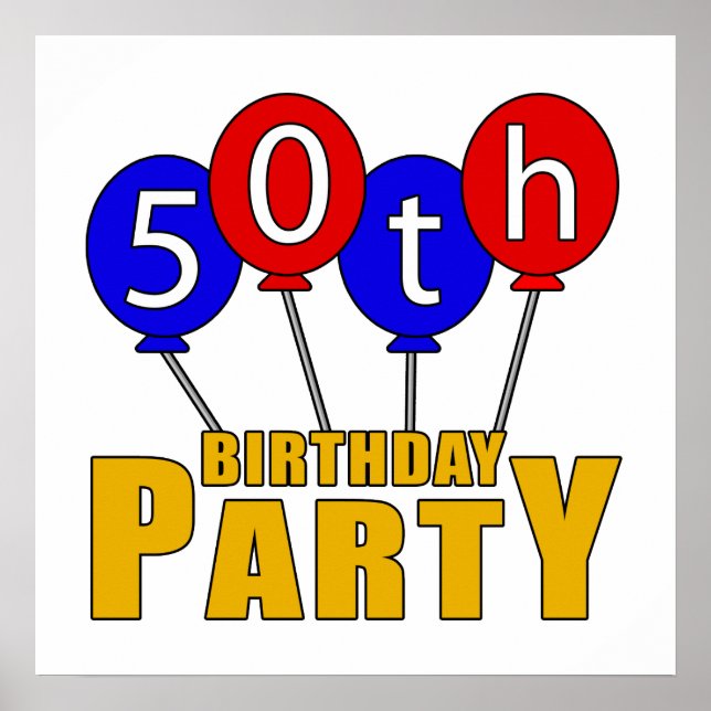 50th Birthday Party Presents Poster (Front)