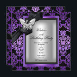 50th Birthday Party Purple Silver Damask Butterfly Invitation<br><div class="desc">50th Birthday Party Damask Purple Silver Black Floral Butterfly Black womans Girl   Elegant Classy Invitation Formal  Use for any event invitation Customise to change or add details.</div>