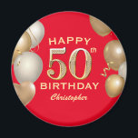 50th Birthday Party Red and Gold Balloons Magnet<br><div class="desc">50th Birthday Party Red and Gold Balloons and Confetti Magnet. For further customisation,  please click the "Customise it" button and use our design tool to modify this template.</div>