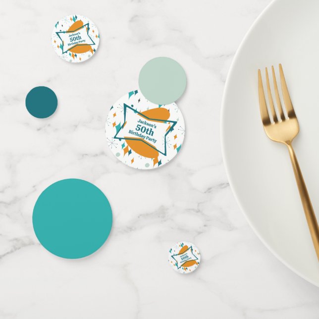 50th Birthday Party Retro Mid Century Any Age Confetti (Group)