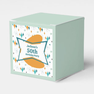 50th Birthday Party Retro Mid Century Any Age Favour Box