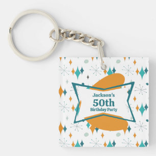 50th Birthday Party Retro Mid Century Any Age Key Ring
