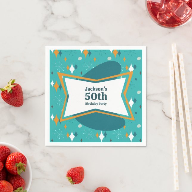 50th Birthday Party Retro Mid Century Any Age Napkin (Insitu)