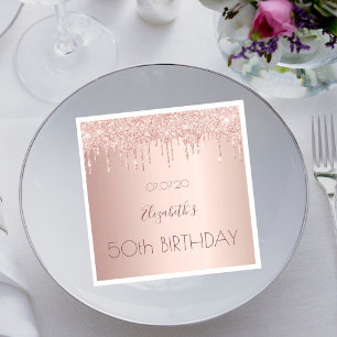 50th birthday party rose gold 50 years napkin