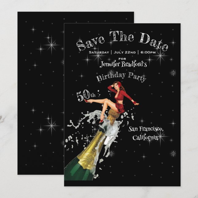 50th Birthday Party Save The Date Invitation (Front/Back)