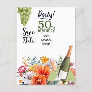 50th Birthday Party save the date invitation  Postcard