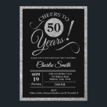 50th Birthday Party - Silver Black ANY AGE Invitation<br><div class="desc">50th Birthday Party Invitation in faux glitter silver and black. Cheers to 50 years!
Please message us if you need further customisation.</div>