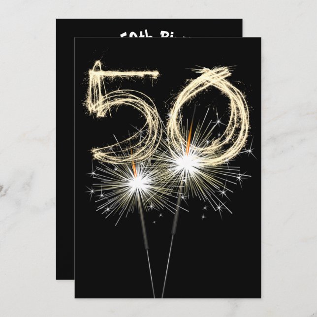 50th Birthday Party Sparkler Invitation (Front/Back)