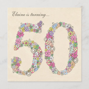 50th Birthday Party Spring Blooms Custom Invites