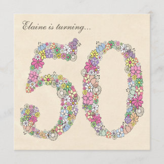 50th Birthday Party Spring Blooms Custom Invites