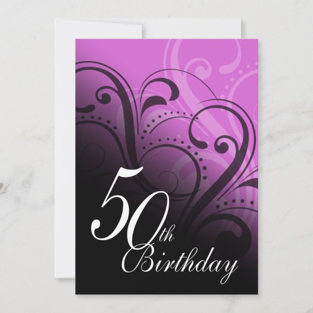 50th Birthday Party Swirl Invitation (Front)