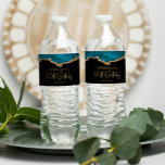 50th Birthday Party Teal Blue Gold Agate Water Bottle Label<br><div class="desc">These chic 50th birthday water bottle labels feature a watercolor image of an agate geode in shades of teal blue with faux gold glitter highlights. The words "50th Birthday" appear in faux gold glitter in a decorative modern handwriting font. Customise it with the name of the guest of honour and...</div>