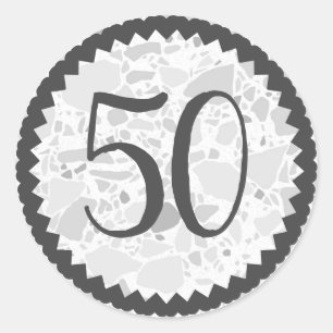 50th Birthday Party Terrazzo Texture  - custom Classic Round Sticker