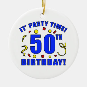 50th Birthday Party Time Ceramic Ornament