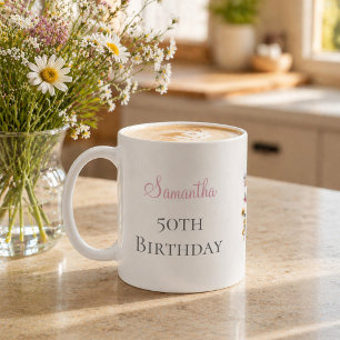 50th Birthday Party Wildflower  Coffee Mug
