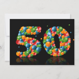 50th Birthday party, with bubbles and balls Invitation