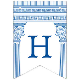 50th birthday party with custom colour Greek templ Bunting