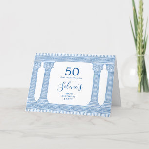 50th birthday party with custom colour Greek templ Thank You Card