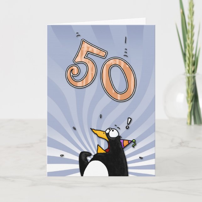 50th Birthday - Penguin Surprise Card (Front)