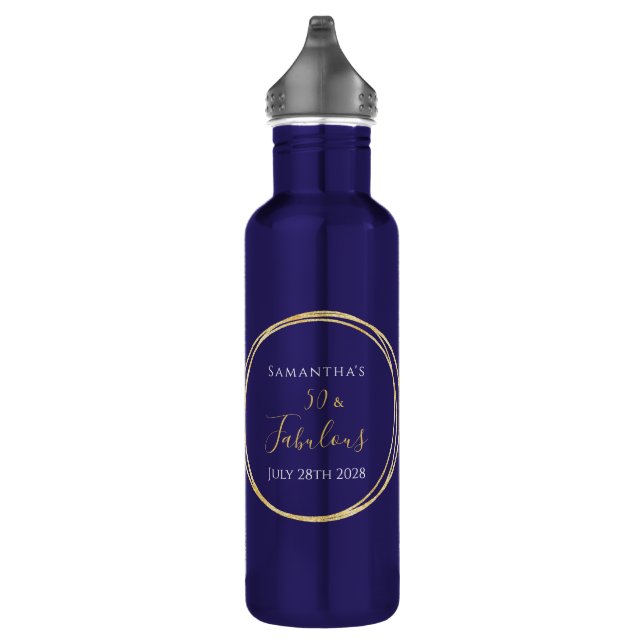 50th Birthday Personalised 50 and Fabulous Blue 710 Ml Water Bottle (Right)