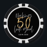 50th birthday personalised favour gift black gold poker chips<br><div class="desc">50th birthday personalised favour gift black and gold effect chic modern design.</div>