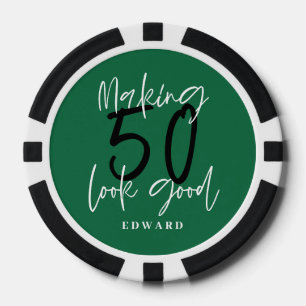 50th birthday personalised favour gift modern poker chips