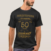 50th Birthday Personalised Men Black And Gold T-Shirt (Front)