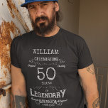 50th Birthday Personalised Men Silver Grey Text T-Shirt<br><div class="desc">A vintage birthday T-shirt with a heartfelt message. Add the name and change the year using the template.</div>