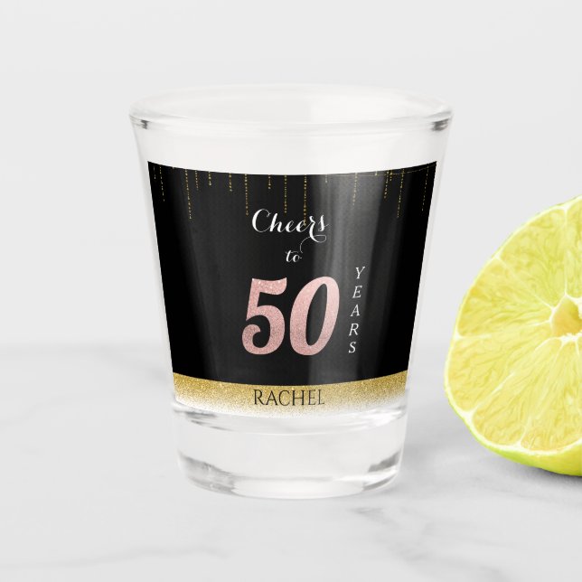 50th Birthday Personalised Shot Glass (Front)
