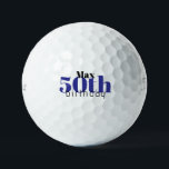 50th Birthday Personalised Titleist Pro V1 II Golf Balls<br><div class="desc">"50"  or any age.  Personalised.  Blue and black text.</div>