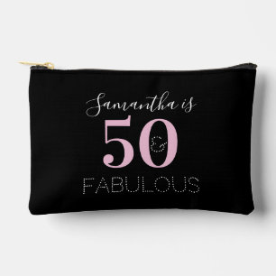 50th Birthday Personalized Black Pink Accessory Pouch
