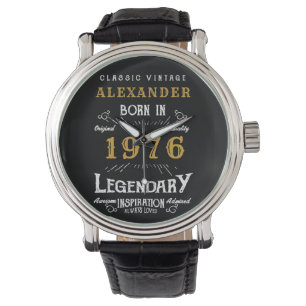 50th Birthday Personalized Born 1976 Vintage Black Watch