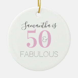 50th Birthday Personalized Typography Ceramic Ornament