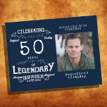 50th Birthday Photo Blue Vintage Birthday Invites Postcard<br><div class="desc">These 50th birthday photo blue vintage birthday postcard invites are the perfect way to commemorate a special milestone in your loved one's life! The classic design of this postcard style invitation features a beautiful vintage photo with blue background, combined with elegant vintage font that create a timeless look. You can...</div>