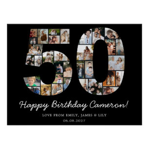 50th Birthday Photo Collage 50th Birthday Gift Poster