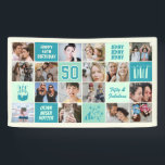 50th Birthday Photo Collage Custom Mint Green Teal Banner<br><div class="desc">Celebrate a milestone in style with this 50th Birthday Photo Collage Banner. Easily personalise it with your own photos, custom text, and theme colours to create a one-of-a-kind decoration for your party. Perfect for displaying cherished memories. This banner makes a stunning backdrop for birthdays, photo booths, and event décor. Designed...</div>