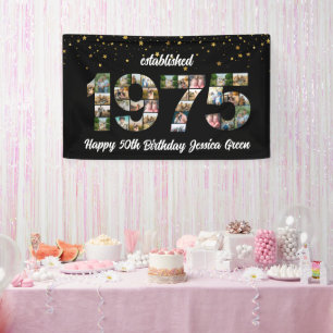 50th birthday Photo Collage established 1975 Banner