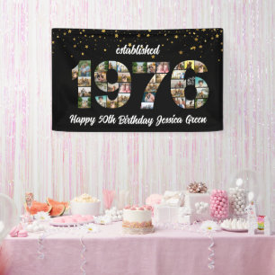 50th birthday Photo Collage established 1976 Banner