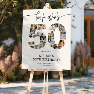 50th Birthday Photo Collage Welcome Sign